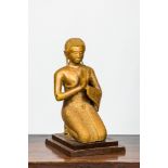 A Thai gilt-lacquered bronze figure of a praying Buddha, 1st half 20th C.