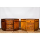 Two oak wooden counters with curved front, 1st half 20th C.