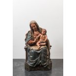 A Flemish-Burgundian polychrome walnut Madonna with Child, 16th C.