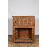 A Gothic Revival bleached oak wooden credenza, 19th C.