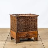 A rural wicker trunk or basket, 20th C.