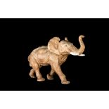 A large polychrome terracotta model of an elephant, 1st half 20th C.