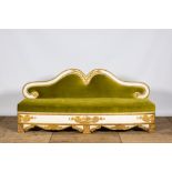 A Neoclassical style gilt and patinated wooden sofa, 19th C.