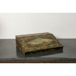 A German faux marble-painted writing box with a Danube view, 19th C.