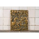 A bronze plaque depicting 'The vision of Saint Hubert', 17th C. or later