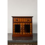 An inlaid wooden display cabinet, 19th C.