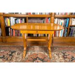 A German Biedermeier veneered table with a drawer, 19th C