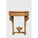 A Neoclassical painted wooden console with a decorative urn, Italy, ca. 1800