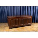 A large Flemish oak chest with folded parchment panels, 1st half 16th C.