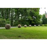 A pair of impressive washed-out concrete garden balls, 20th C.