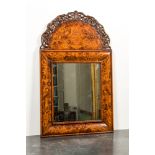 An English walnut and marquetry William and Mary-style mirror, 18/19th C.