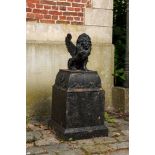 A black patinated cast iron garden ornament with a winged lion of Saint Marcus, 2nd half 19th C.