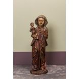 A German polychromed and gilt walnut figure of the Madonna with Child, Middle-Rhein area, 2nd half 1