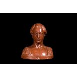 An Italian red marble bust of a Roman, 19/20th C.