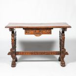 A Renaissance style walnut cheek table, 19th C.