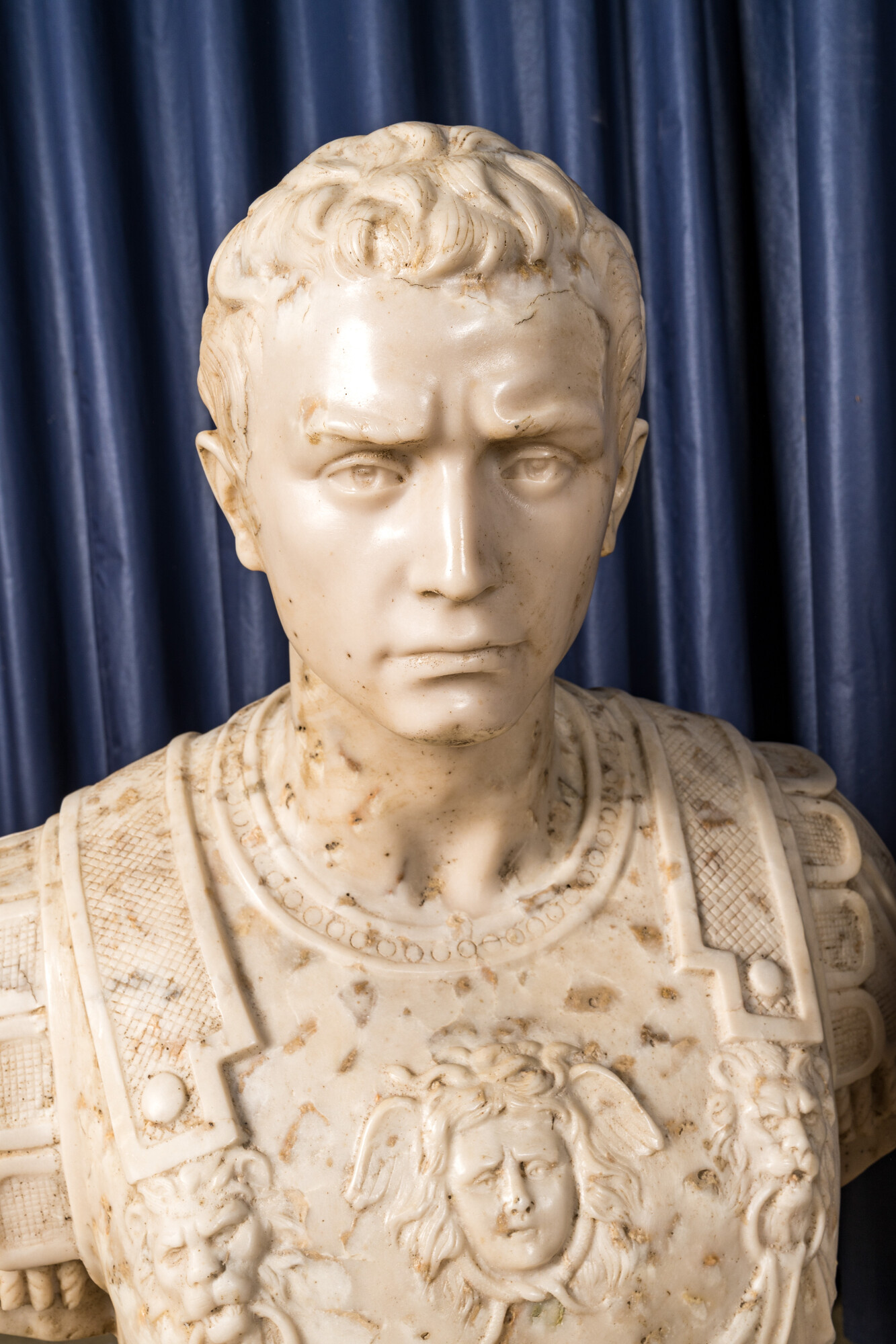 Four Italian faux marble busts of Roman emperors, 19/20th C. - Image 3 of 6