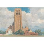 Karel Van Lerberghe (1889-1953): 'View on the Lissewege church', oil on panel