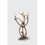 A large stag antler floor lamp, 20th C.