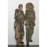 Two French 'dummy' soldiers in engraved paper on wood, 19/20th C.