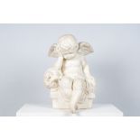 A white marble 'grieving putto' sculpture, 20th C.