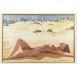 Signed L. Desamory: 'Nude sunbathing beauty', oil on canvas, dated 1987