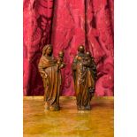 Two Flemish boxwood and walnut figures of the Virgin with Child, 17th C.