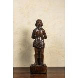 A carved oak figure of Christ at the column, 17/18th C.