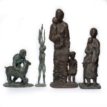 Lazar Gada•ev (Russian school, 1938-2008): Four bronze sculptures, 20th C.