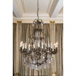 A large French crystal chandelier, 19th C.