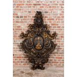 A large partly gilt wooden armorial carving, Italy, 19th C.