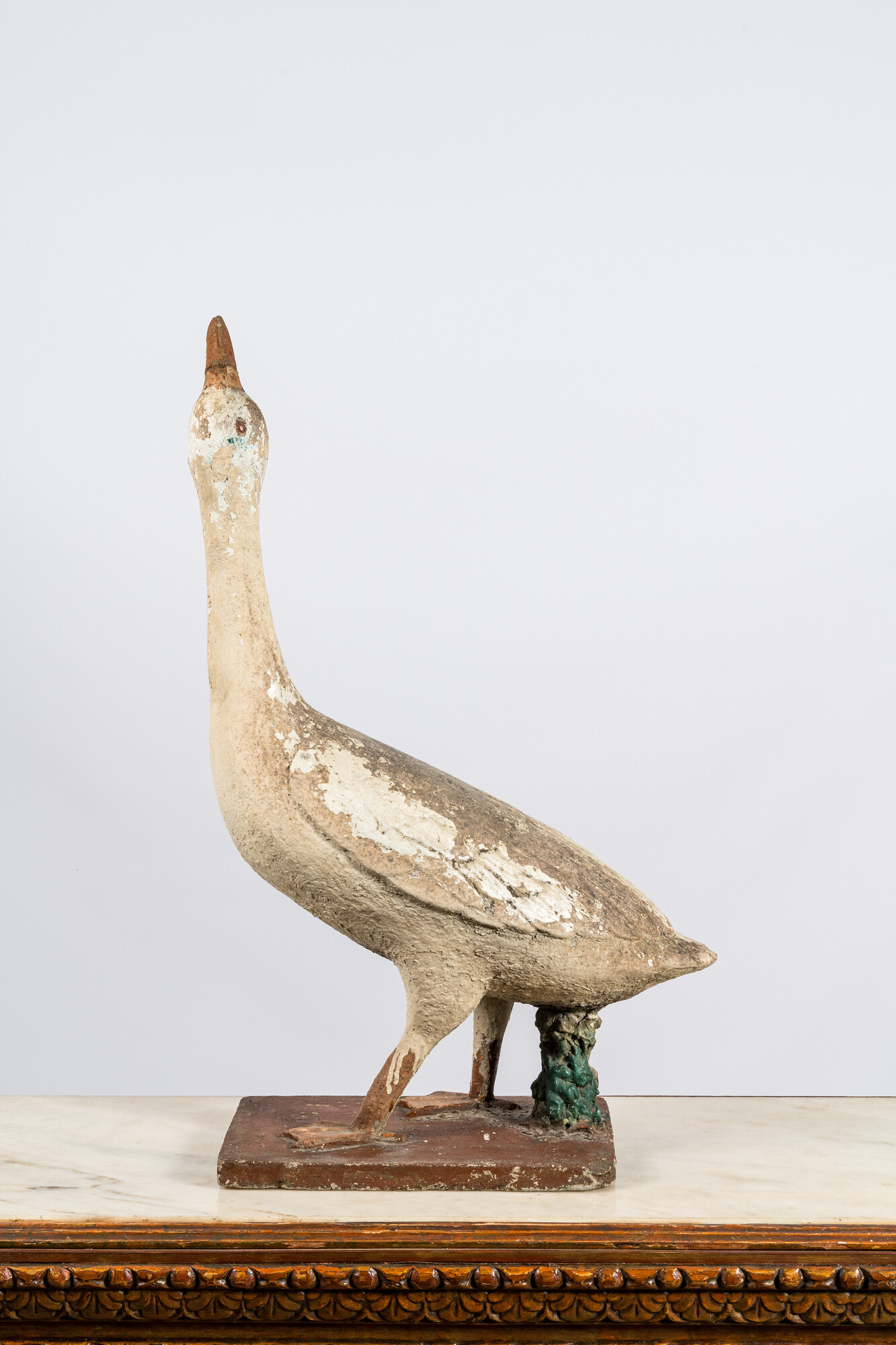 A patinated stone goose, 20th C. - Image 2 of 3