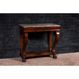 A French wooden Louis Philippe console with marble top, 19th C.