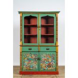 A gilt and polychrome wooden display cabinet, 20th C.