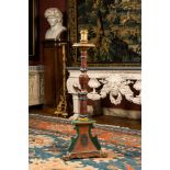 A large polychromed wooden candlestick, probably Italy, 19th C.