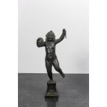 A French bronze sculpture of a young bacchant on pedestal, Paris, 19th C.