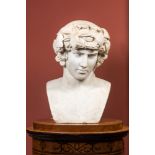 A large 'Grand Tour' marble bust of Antinous as Dionysus, Italy, 19th C.