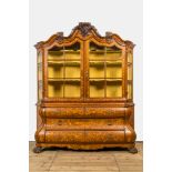 A Dutch floral marquetry display cabinet, 18th C.