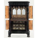 An exceptional Gothic Revival ebony and rosewood cabinet, unknown workshop in the greater Ghent area