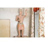 A life-size Maya-style polychromed terracotta figure, 20th C.