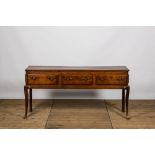 An English oak wooden side table, 19th C.