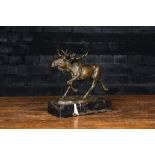 Erich Saalmann: Moose, patinated bronze on a marble base, 2nd quarter 20th C.