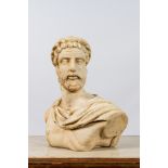 A marble bust of a Roman emperor, 20th C.