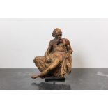 A walnut figure of Saint Jerome seated and partly undressed, 17/18th C.