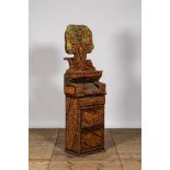 A North African fantasy cabinet with wooden and plastic parquetry, 20th C.