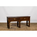 An English oak wooden side table, 18th C.