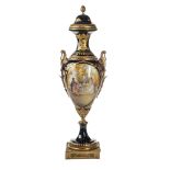 A massive Svres-style porcelain lidded vase with gilt bronze mounts, signed Nezini, early 20th C.
