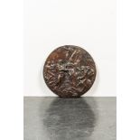 A round patinated bronze 'bacchanalia' plaque, 19th C.