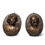 After Louis-Franois Roubiliac (1702/05-1762): A pair of bronze plaques depicting 'The laughing chil