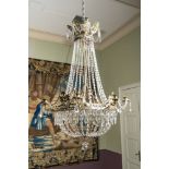 A large 'sac-ˆ-perles' chandelier, 19th C.