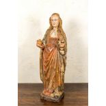 A German walnut sculpture of one of the holy female myrrhbearers, Lower Rhine area, early 16th C.